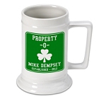 Personalized Shamrock 16 oz. Property O German Beer Steins